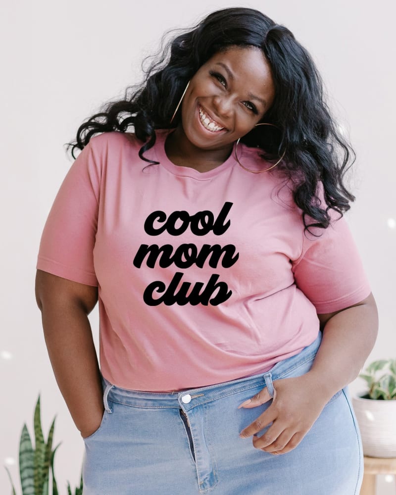 Front of a model wearing a size XL Cool Mom Club in Mauve by Simply Sage Market. | dia_product_style_image_id:281494